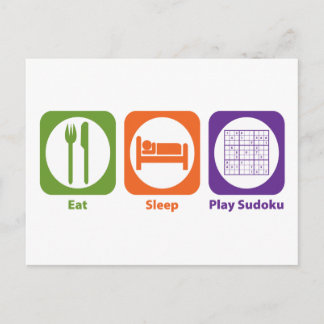 Eat Sleep Play Sudoku Postcard