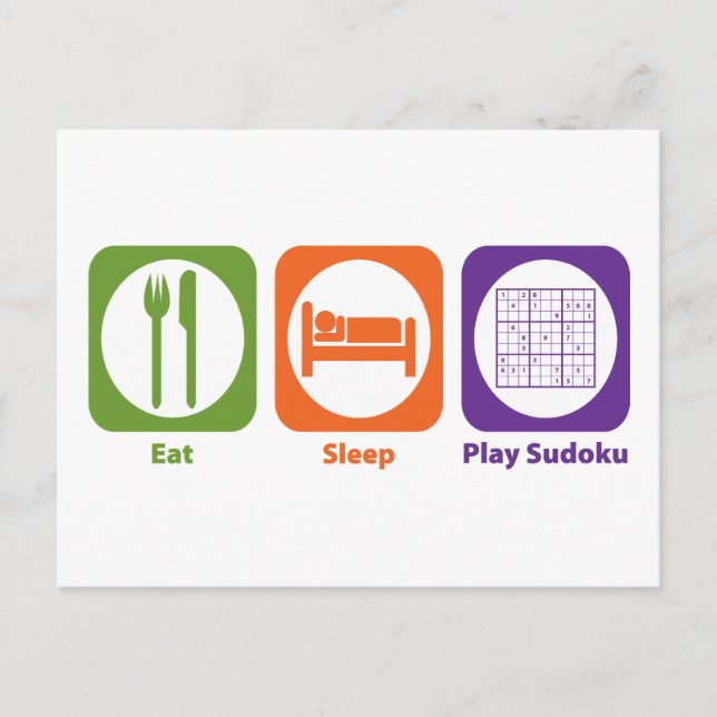 Eat Sleep Play Sudoku Postcard (Front)
