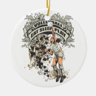 Eat, Sleep, Play Volleyball Ceramic Tree Decoration