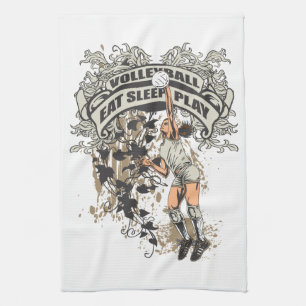 Eat, Sleep, Play Volleyball Tea Towel