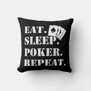 Eat Sleep Poker Repeat Casino Saying Poker Cushion