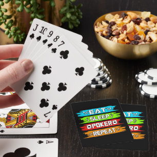 Eat sleep poker repeat word art playing cards