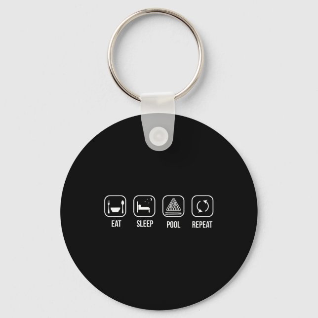 Eat Sleep Pool Billiard Repeat Funny Saying  Key Ring (Front)