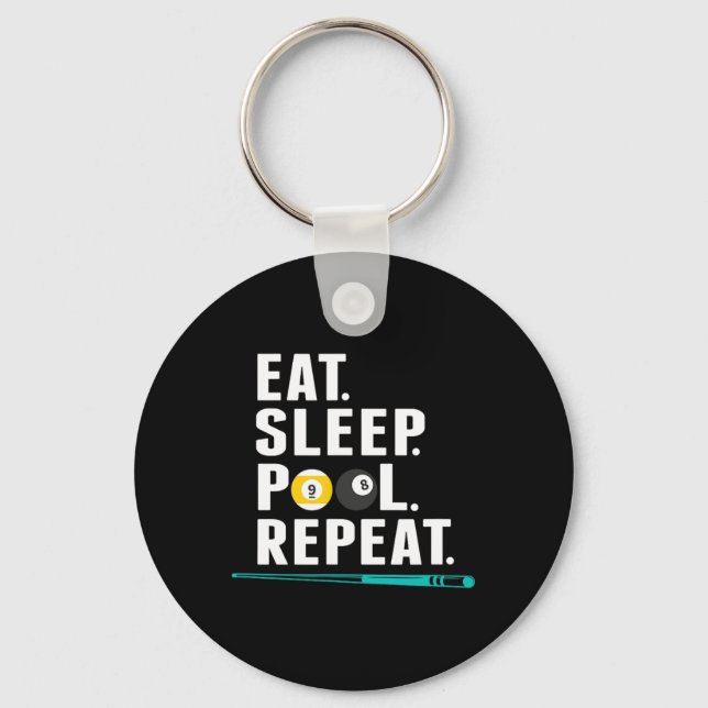 Eat Sleep Pool Repeat Funny Pool Player Billiards  Key Ring (Front)