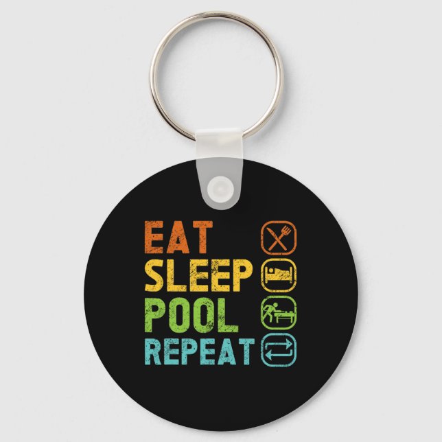 Eat Sleep Pool Repeat Pool Snooker Player Billiard Key Ring (Front)