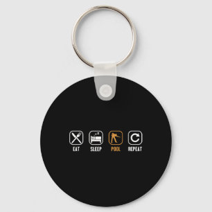 Eat Sleep Pool Repeat Pool Snooker Player Billiard Key Ring