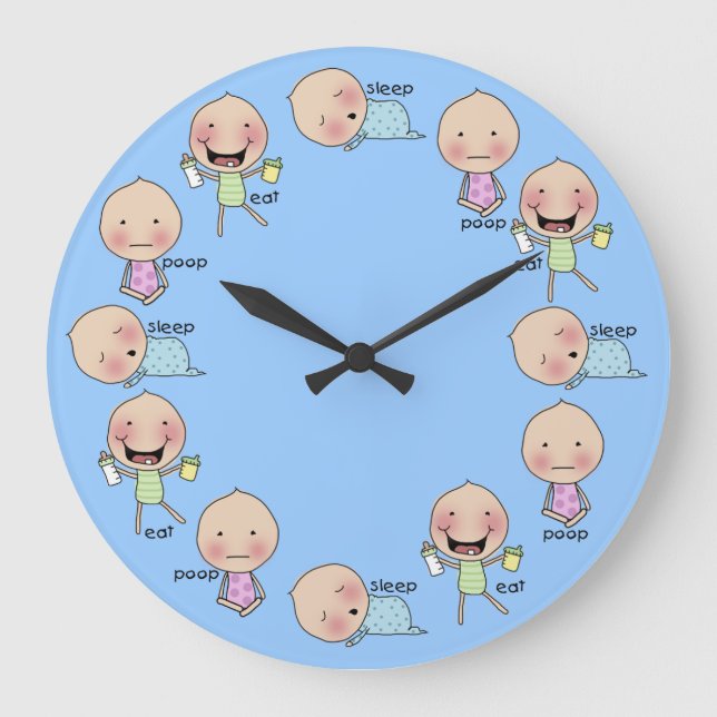 Eat-Sleep-Poop-Baby Nursery Clock (Front)