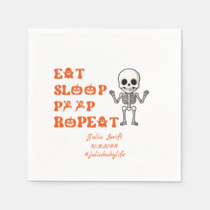 Eat Sleep Poop Repea Cute October Newborn Skeleton Napkin