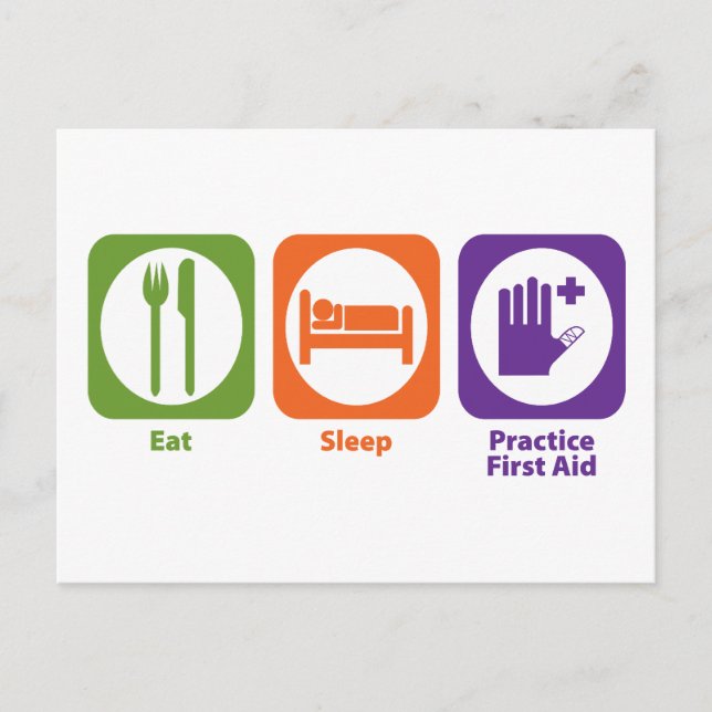 Eat Sleep Practice First Aid Postcard (Front)