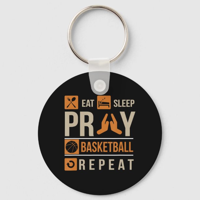Eat Sleep Pray Basketball Repeat Catholic Athlete  Key Ring (Front)