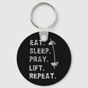 Eat Sleep Pray Lift Repeat Gym Tee Christian Funny Key Ring