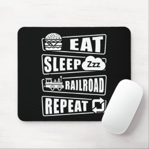 Eat Sleep Railroad Repeat Steam Train Mouse Pad