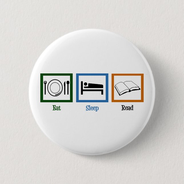 Eat Sleep Read Books Funny Bookworm 6 Cm Round Badge (Front)
