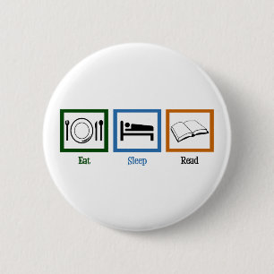 Eat Sleep Read Books Funny Bookworm 6 Cm Round Badge