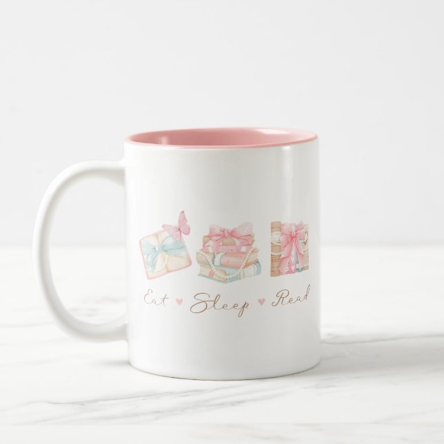 Eat Sleep Read Coquette  Book Two-Tone Coffee Mug (Left)