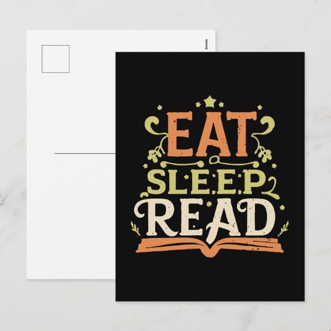 Eat Sleep Read, Funny Reading Holiday Postcard (Front/Back)