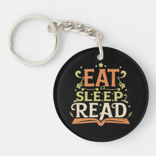 Eat Sleep Read, Funny Reading Key Ring