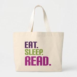 eat sleep read large tote bag