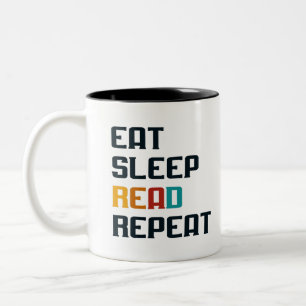 Eat sleep read repeat coffee mug for book lover