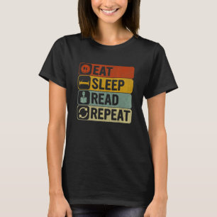 Eat Sleep Read Repeat Retro 60s 70s Reading T-Shirt