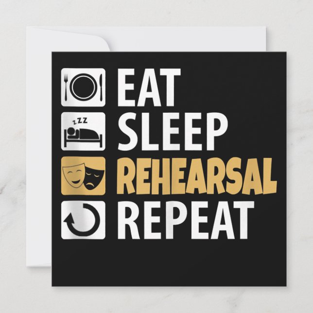 Eat Sleep Rehearsal Repeat Holiday Card (Front)