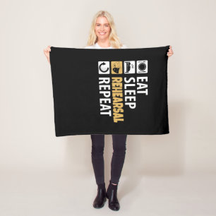 Eat Sleep Rehearsal Repeat - Theatre Quotes Acting Fleece Blanket