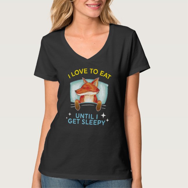 eat sleep repeat  cute dreaming Fox T-Shirt (Front)