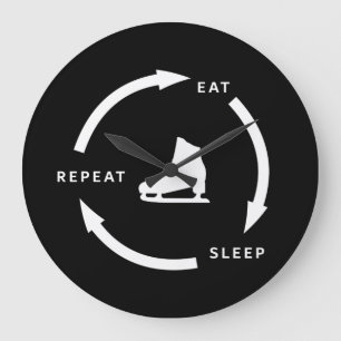 Eat Sleep Repeat Figure Skating Sports Fan Saying Large Clock