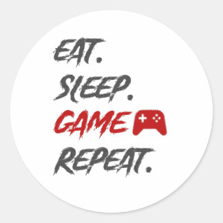 Eat Sleep Repeat Ganing Classic Round Sticker