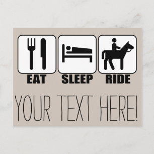 Eat Sleep Ride a Horse Equestrian Horseback Riding Postcard
