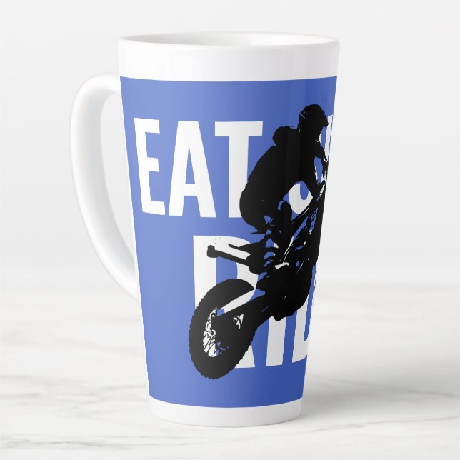 Eat Sleep Ride Motocross Motorcycle Sport Pop Art Latte Mug (Left Angle)
