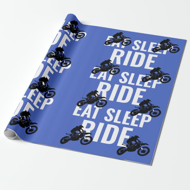 Eat Sleep Ride Motocross Motorcycle Sport Pop Art Wrapping Paper (Unrolled)