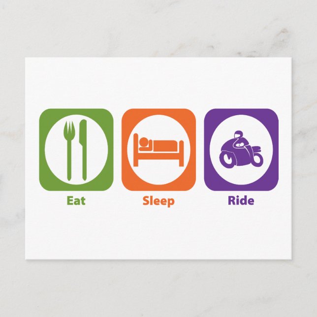 Eat Sleep Ride Postcard (Front)