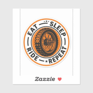 Eat Sleep Ride Repeat Sticker — Biker Wheel Decal