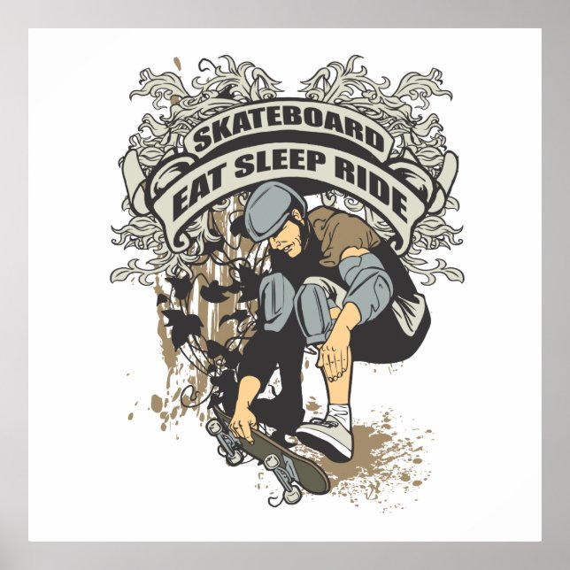 Eat, Sleep, Ride Skateboard Poster (Front)