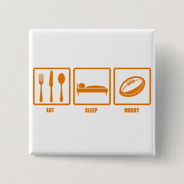 Eat Sleep Rugby 15 Cm Square Badge (Front)