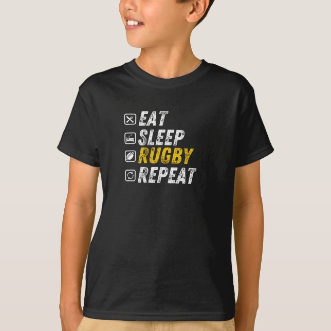 Eat Sleep Rugby - Funny Rugby Gift T-Shirt (Front)