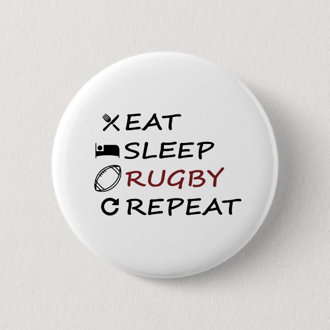 Eat Sleep Rugby Repeat 6 Cm Round Badge (Front)
