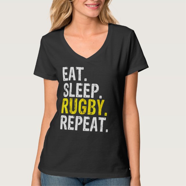 Eat Sleep Rugby Repeat Gift T-Shirt (Front)