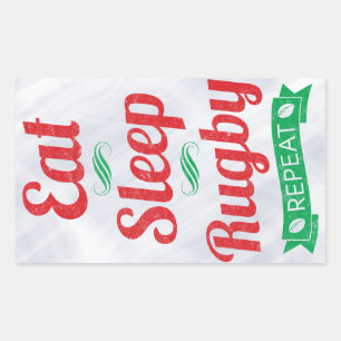 Eat, Sleep, Rugby, Repeat Rectangular Sticker