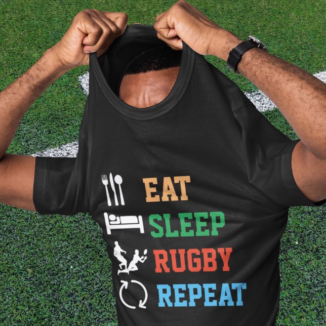 Eat Sleep Rugby Repeat Sport Dark Version T-Shirt (Eat Sleep Rugby Repeat Sport Dark Version T-Shirt from Ricaso)