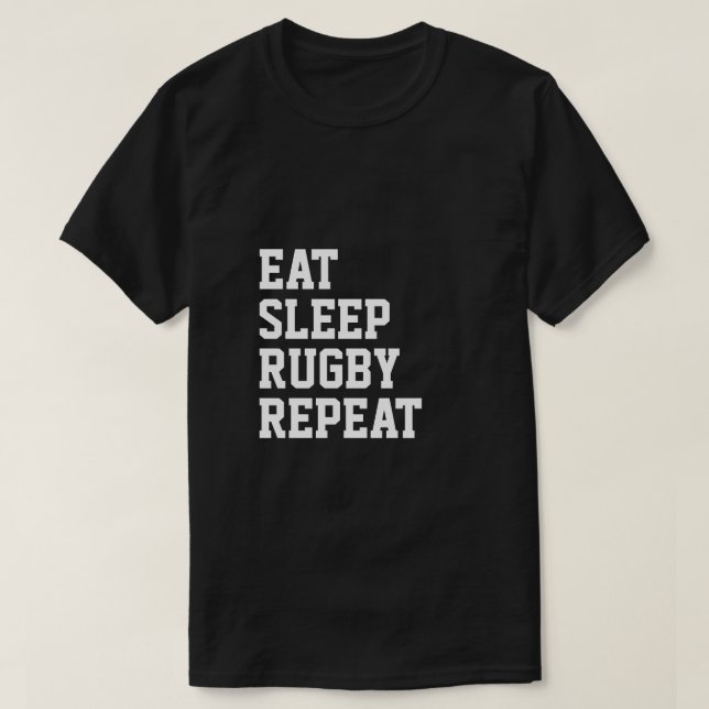 Eat Sleep Rugby Repeat Sport Themed T-Shirt (Design Front)