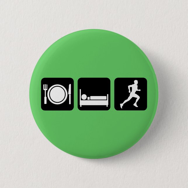 Eat sleep run running 6 cm round badge (Front)