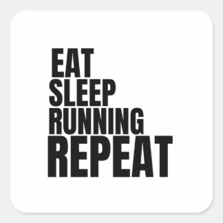 eat sleep running repeat square sticker