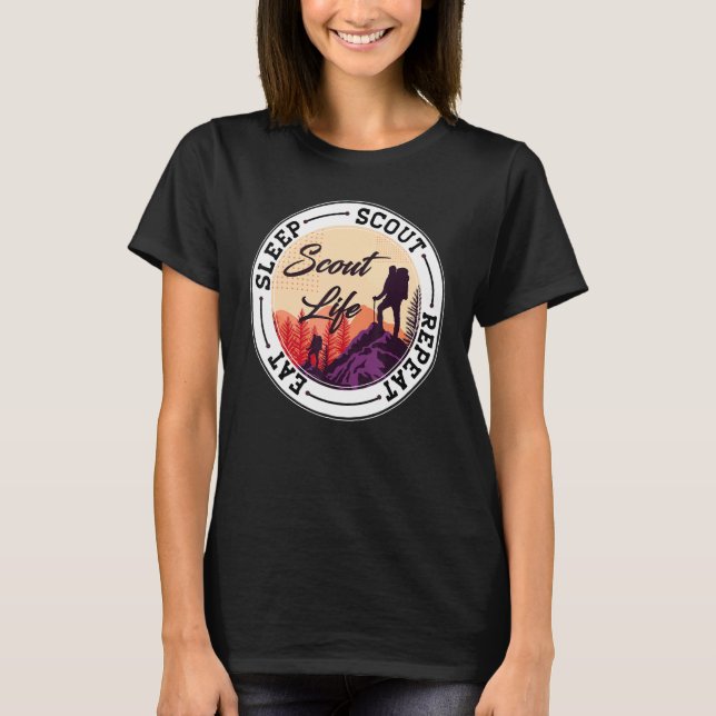 Eat Sleep Scout Repeat  Best Scout Life Hiking Sco T-Shirt (Front)