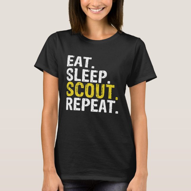 Eat Sleep Scout Repeat  Camping Backpacking T-Shirt (Front)