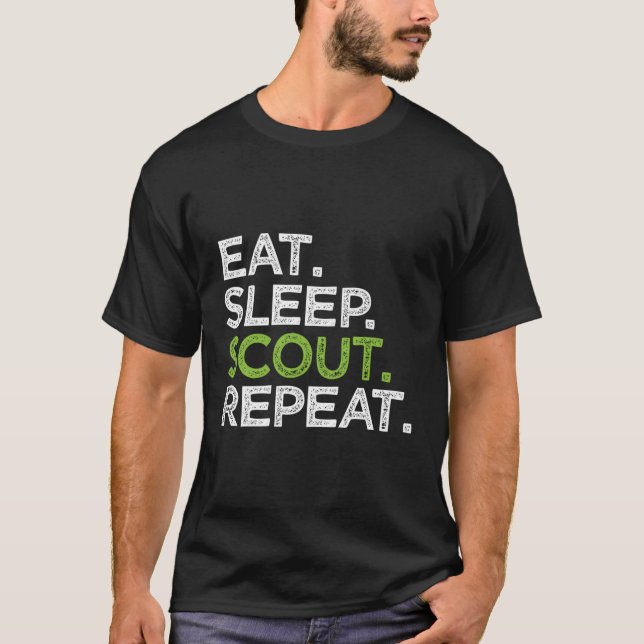 Eat Sleep Scout Repeat Cub Love Scouting Leader T-Shirt (Front)