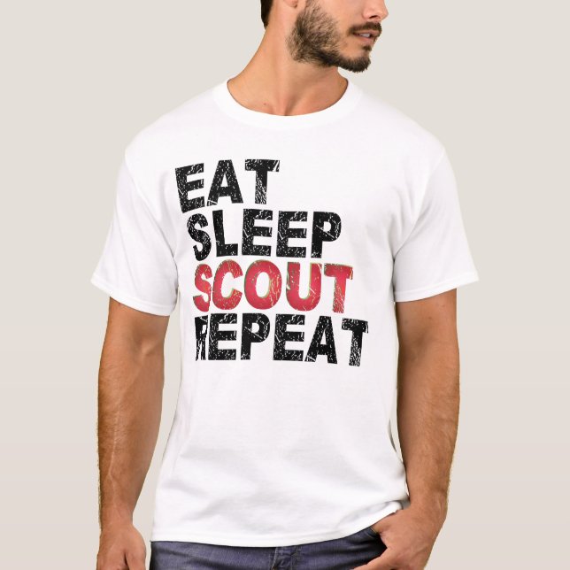 Eat Sleep Scout Repeat Funny Scouting Outdoor Gift T-Shirt (Front)
