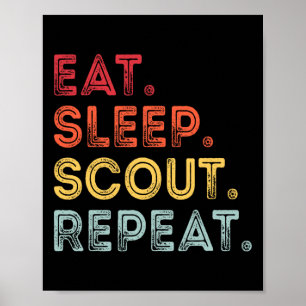 Eat Sleep Scout Repeat Retro Vintage Scout For Wom Poster