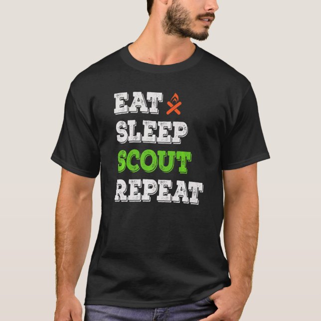 Eat Sleep Scout Repeat  Scouting T-Shirt (Front)